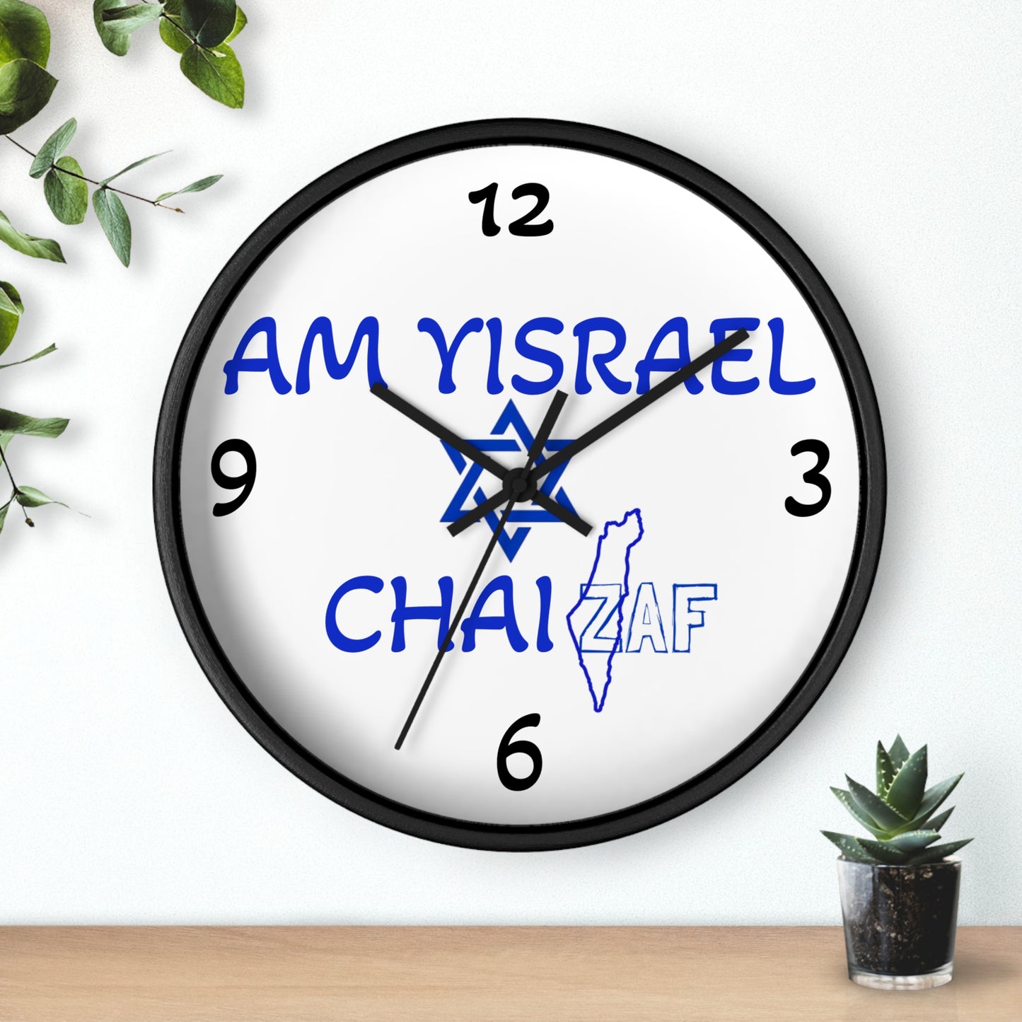 HOME DECOR Wall Clock ZAF Am Yisrael Chai