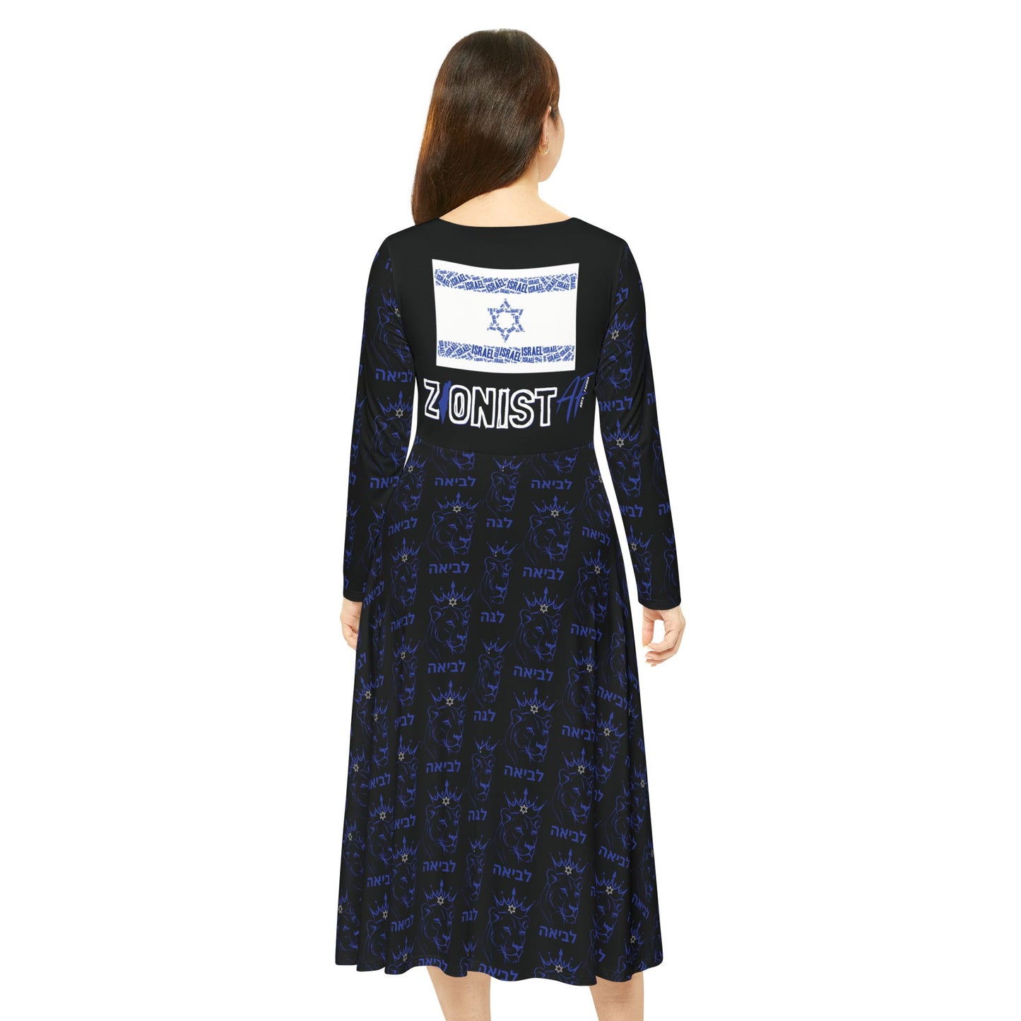 Women's Zionist AF Lioness Warrior Modest Long Sleeve Dance Dress