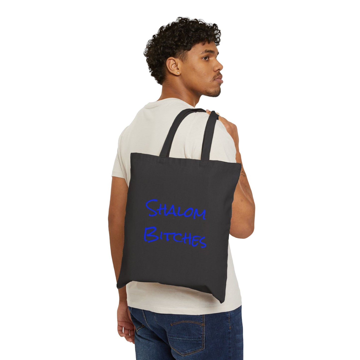 BAGS/TRAVEL Zionist AF Shalom  Bitches Cotton Canvas Tote Bag in natural and black