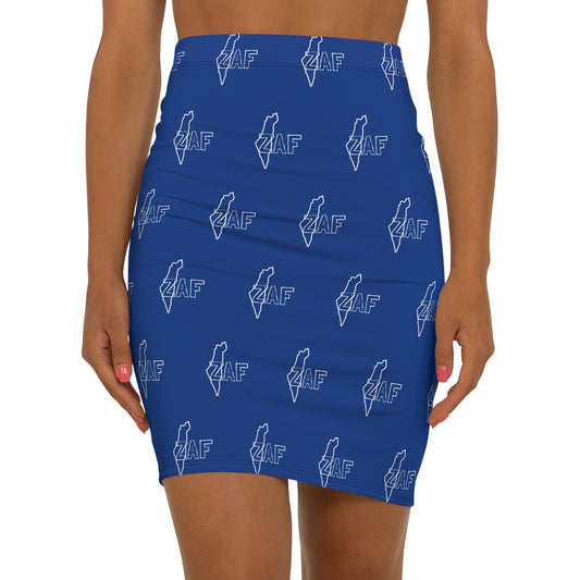 Women's ZAF Blue Mid-Waist Pencil Skirt