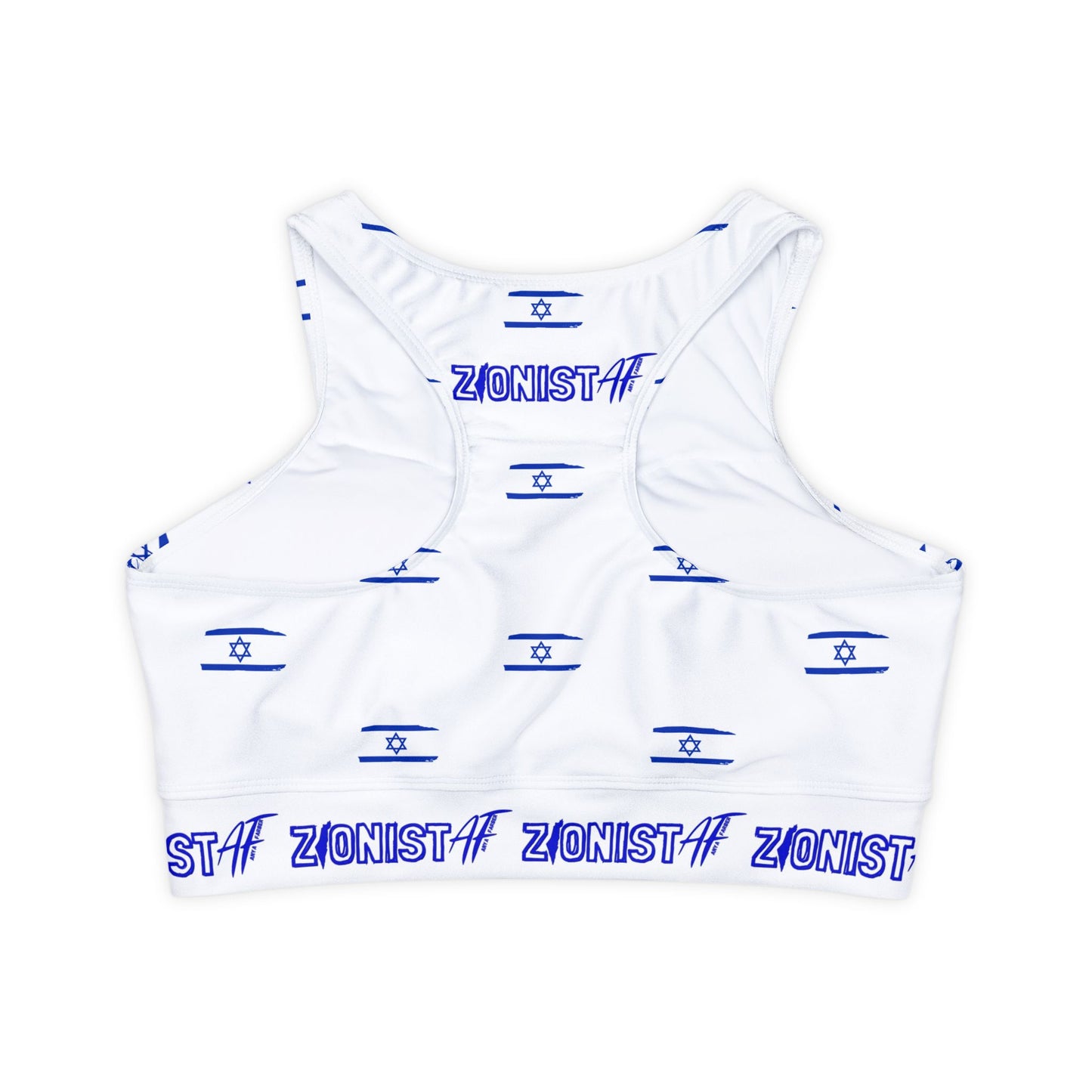 Zionist AF flag Fully Lined, Padded Sports Bra