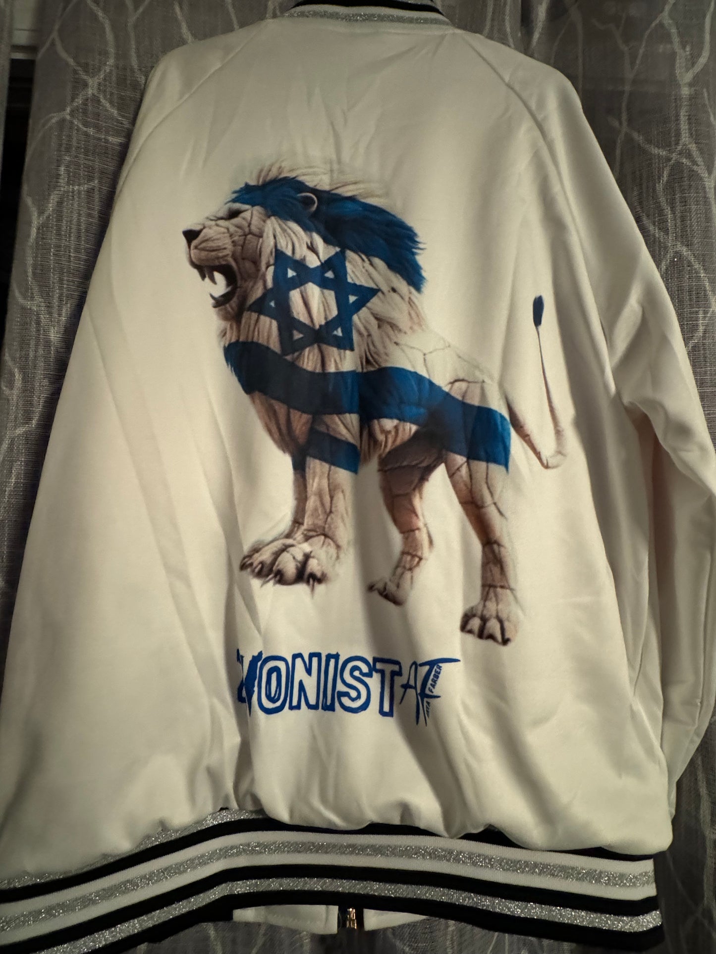 JACKETS Zionist AF Women's  Israel Lion Varsity Jacket  (White)