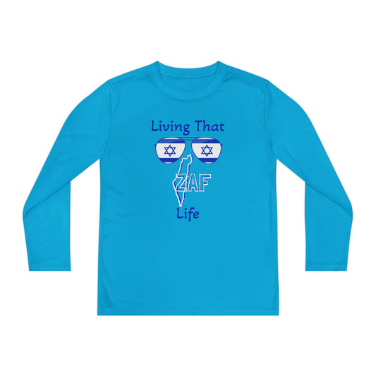 KIDS Zionist AF "Living ZAF" Youth Long Sleeve Competitor Tee