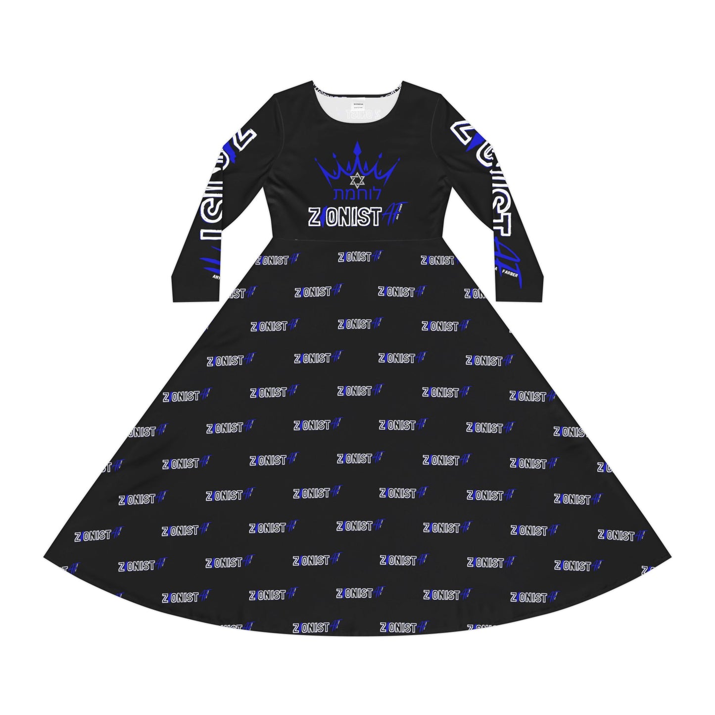 Women's Modest Zionist AF Warrior Logo Long Sleeve Dance Dress