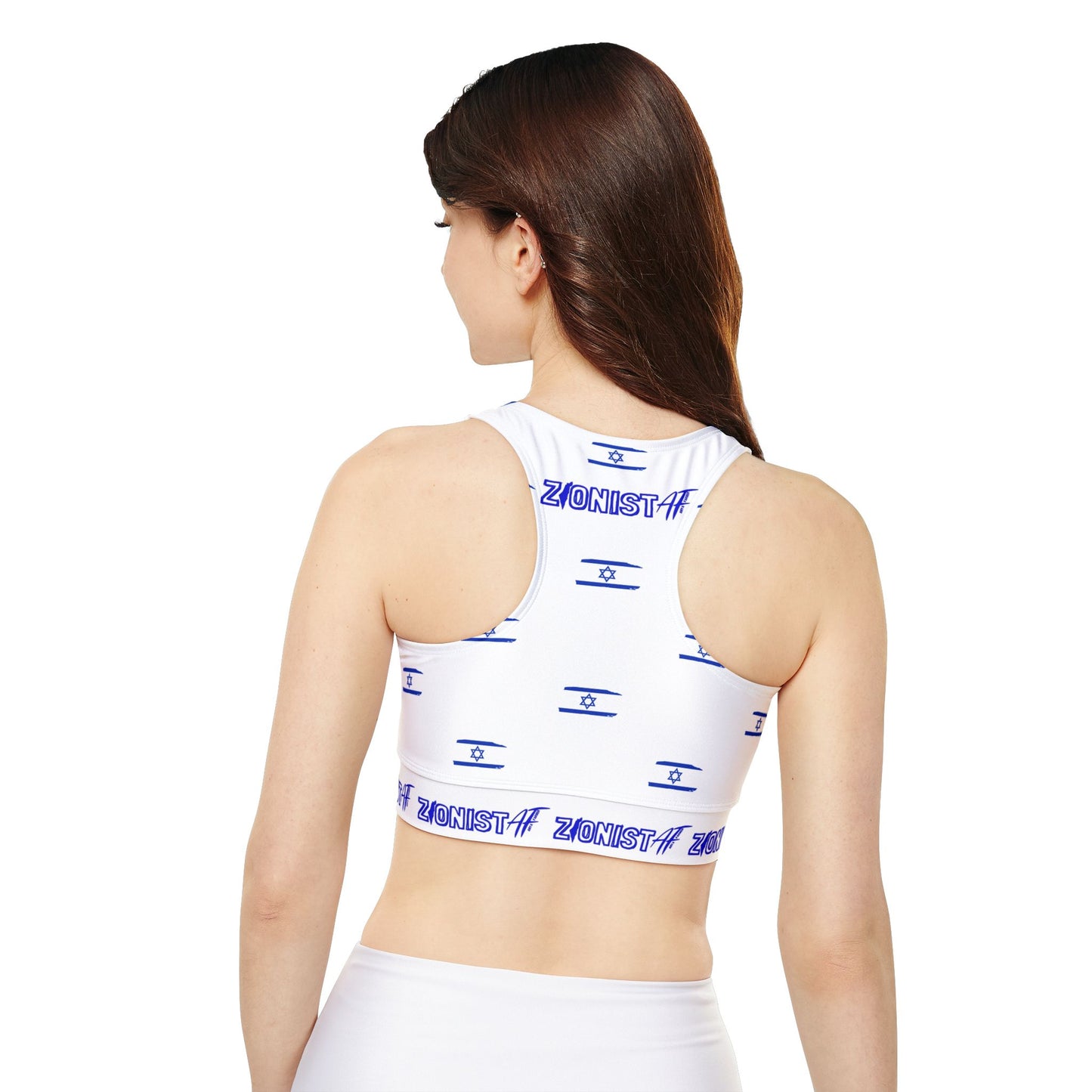 Zionist AF flag Fully Lined, Padded Sports Bra