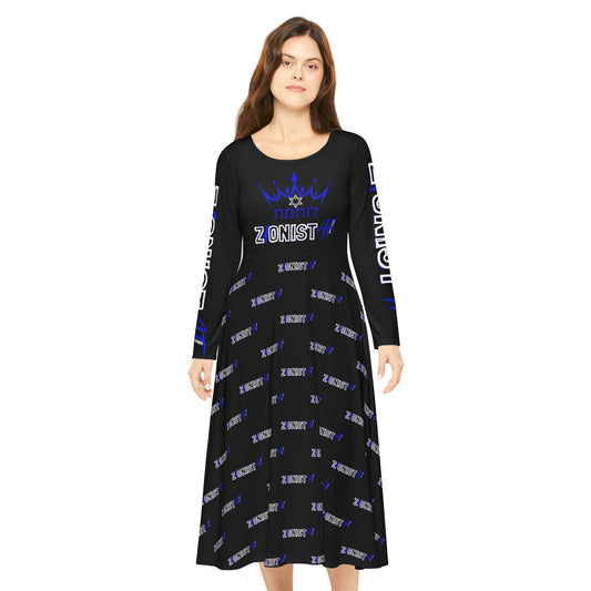 Women's Modest Zionist AF Warrior Logo Long Sleeve Dance Dress