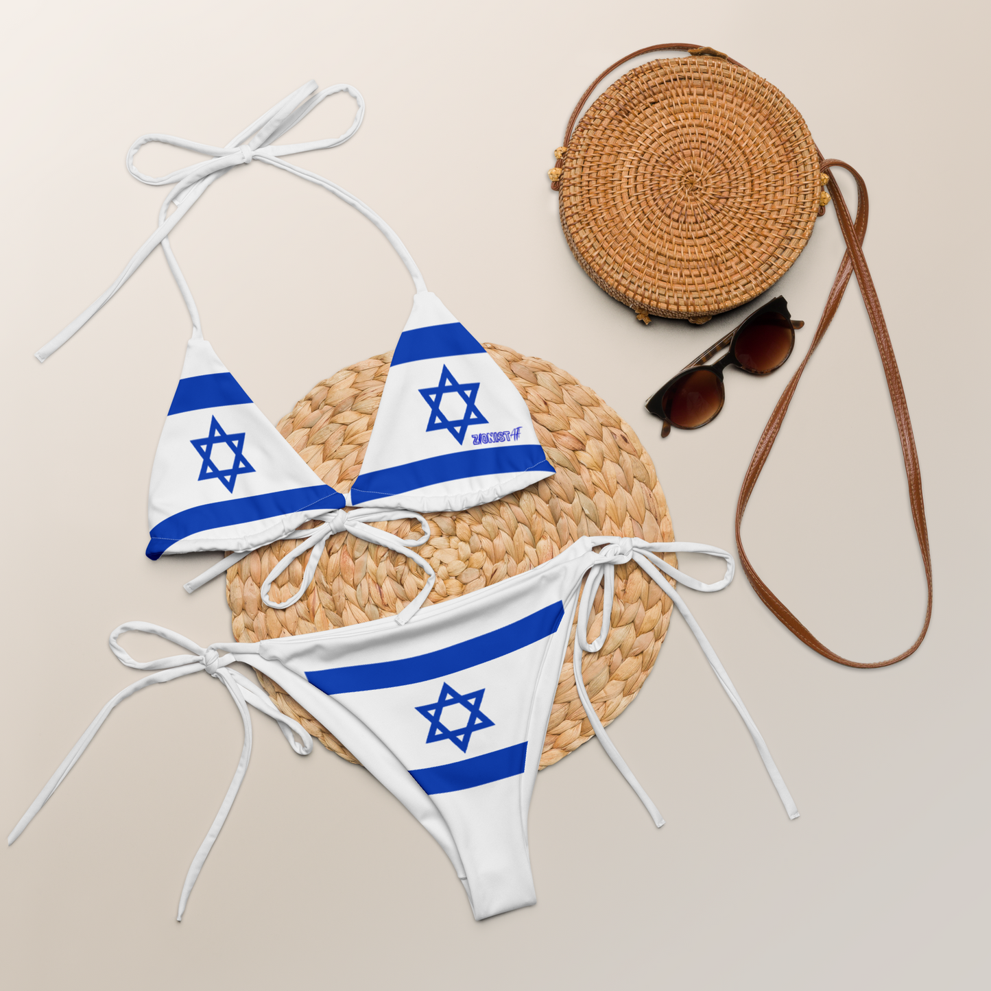 Women's Zionist AF Israeli flag string bikini